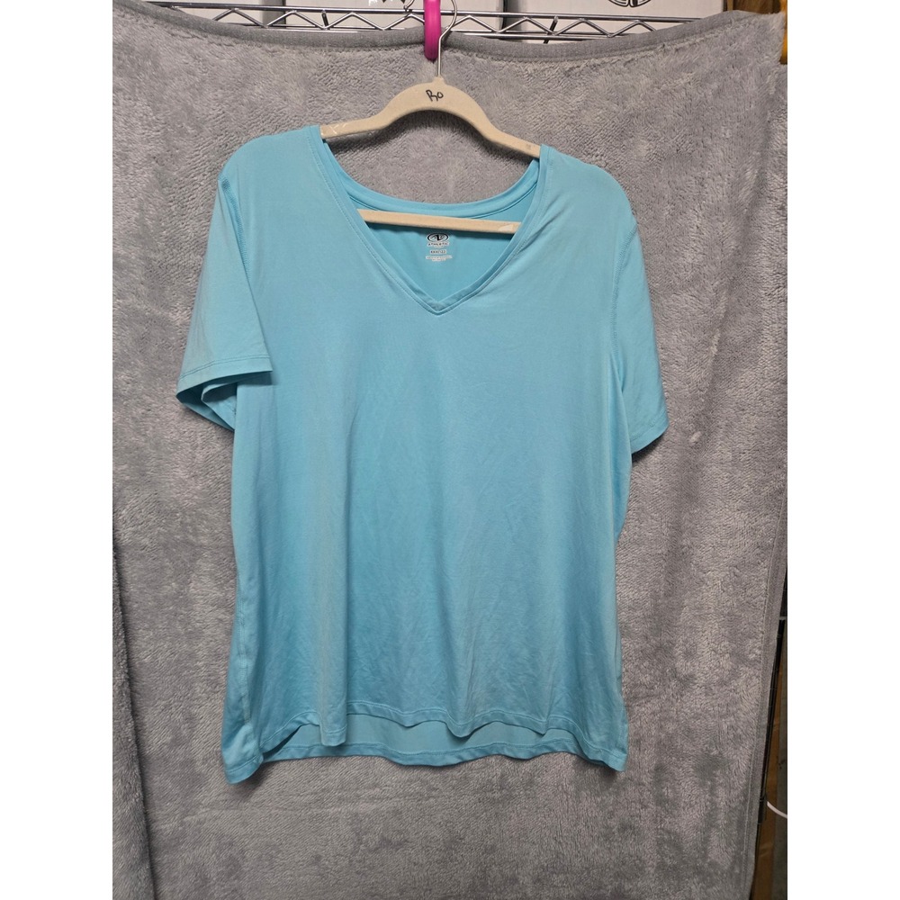 Athletic Works Womens XXXL 22 Blue V-Neck Short Sleeve Activewear T-Shirt